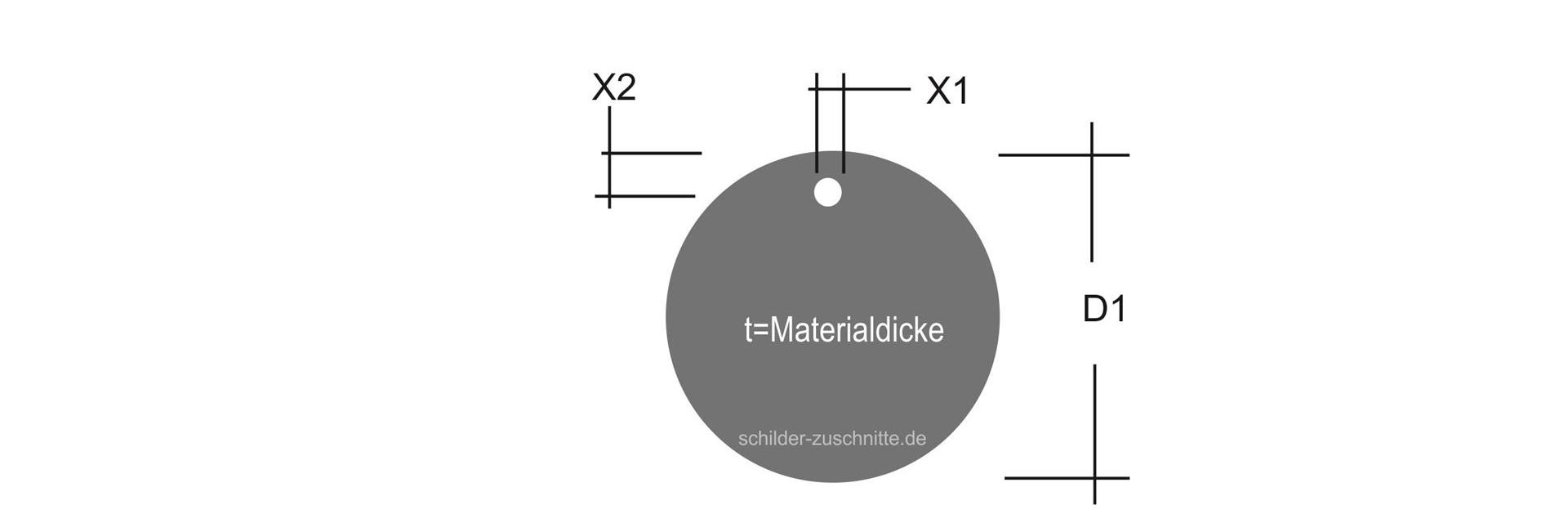 Rundschild mit einer Bohrung nach Maß: Aluminium, Edelstahl oder Kunststoff, auf Wunsch graviert. Zum Anschrauben oder Aufhängen. Jetzt anfragen.